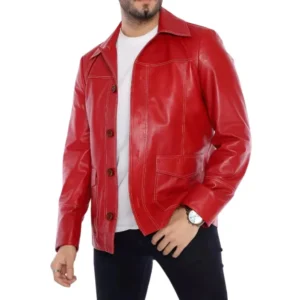 fight club tyler red leather jacket