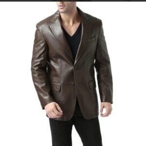 espresso brown leather blazer mens 20