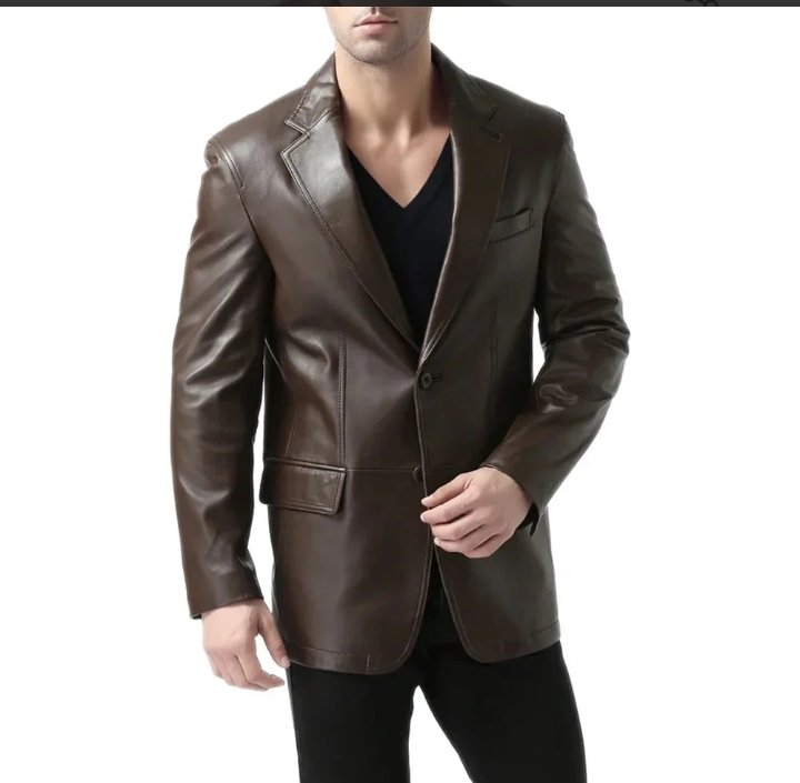 espresso brown leather blazer mens 20