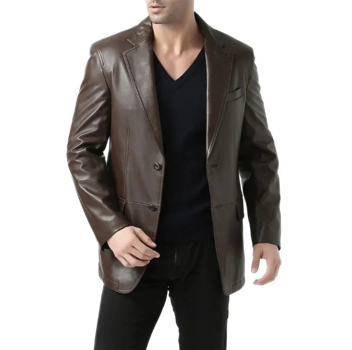 espresso brown leather blazer mens 20
