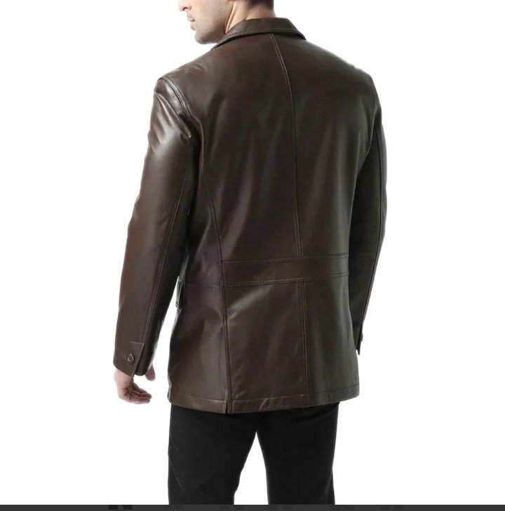 espresso brown leather blazer mens 20