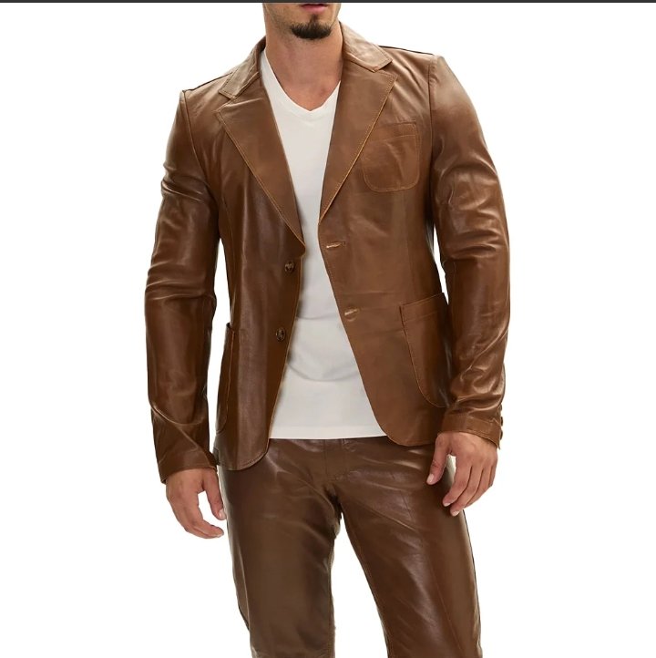 cognac brown mens leather blazer 31