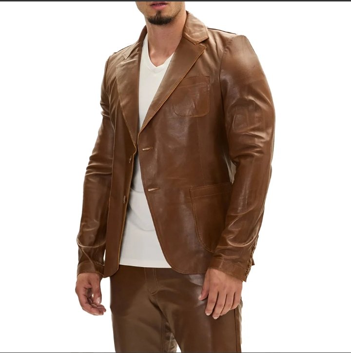 cognac brown mens leather blazer 31