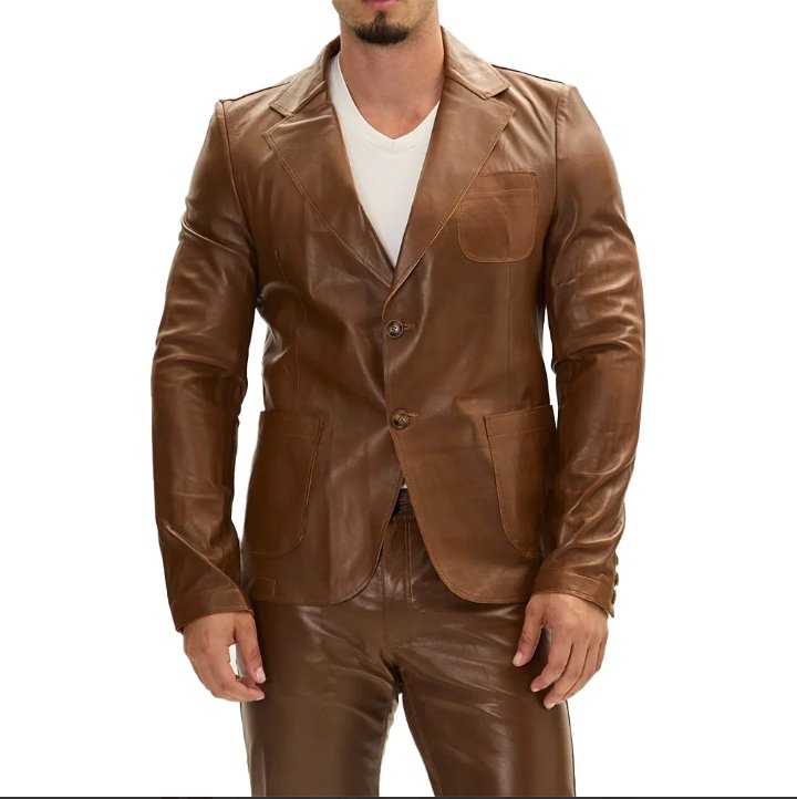cognac brown mens leather blazer 31