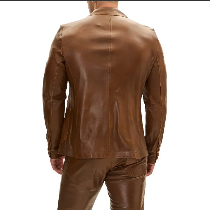 cognac brown mens leather blazer 31