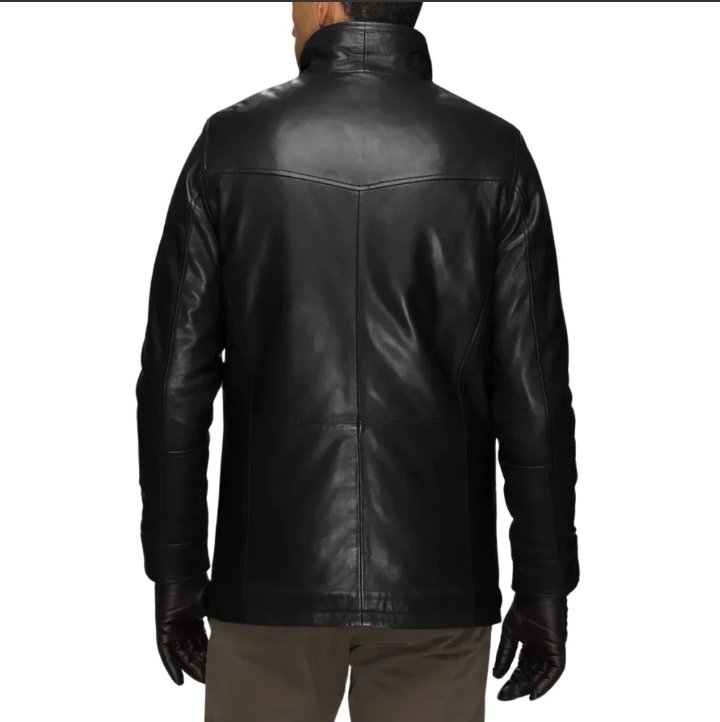 men’s genuine lamb leather walking coat with detachable quilted vest