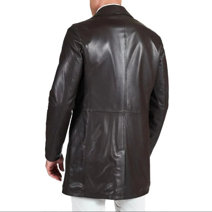 men’s distressed brown leather rust coat
