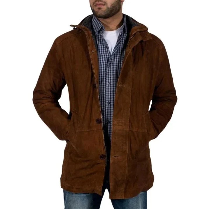men's taylor brown suede leather coat