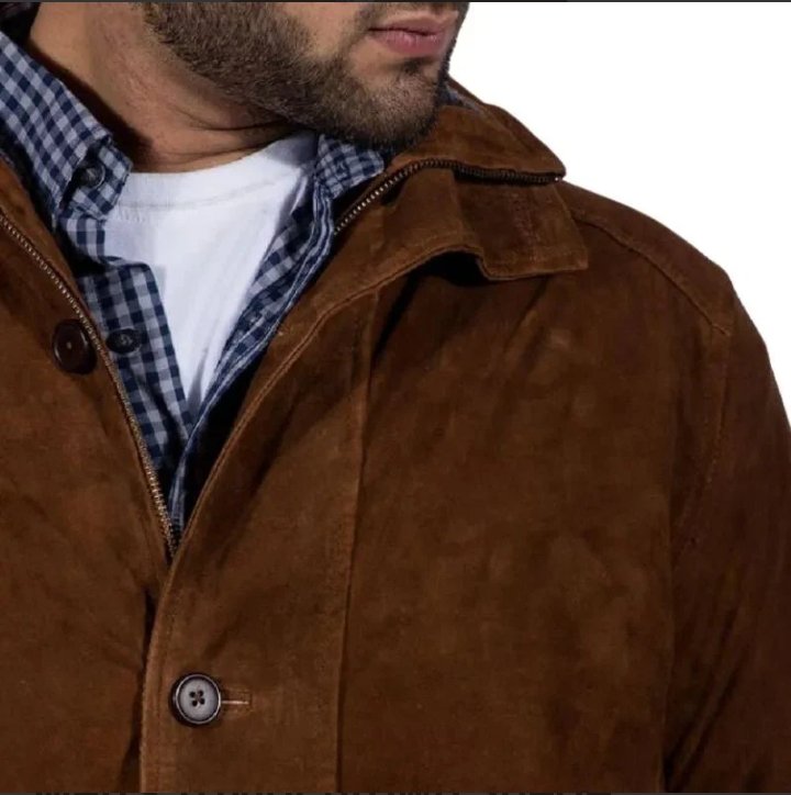 men's taylor brown suede leather coat