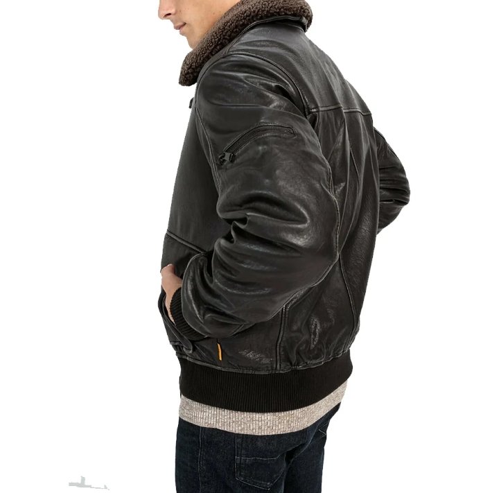 men’s brown fur collar b3 raf sheepskin shearling jacket