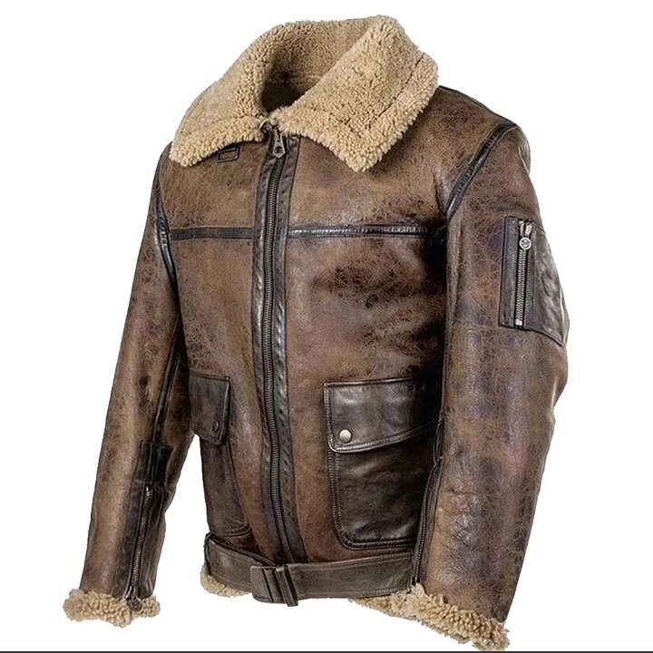 mens arnold schwarzenegger winter aviator shearling leather jacket