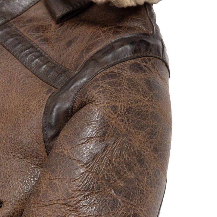 mens arnold schwarzenegger winter aviator shearling leather jacket