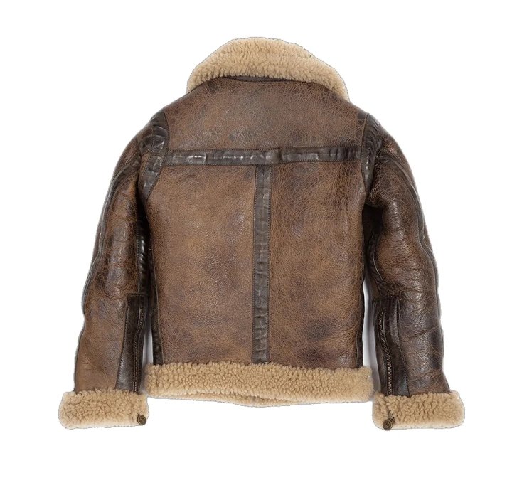mens arnold schwarzenegger winter aviator shearling leather jacket