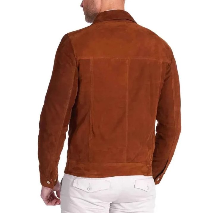 men's tan brown real suede leather jacket