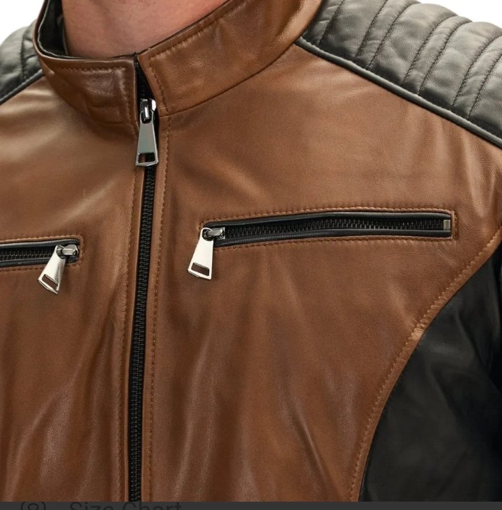 roadster two tone men's black and brown leather jacket