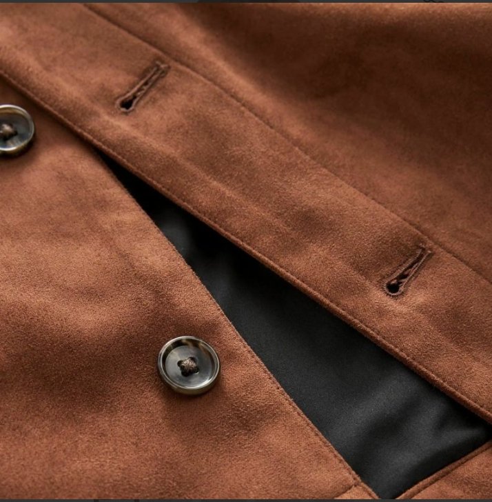 men's shirt style camel brown suede leather trucker jacket