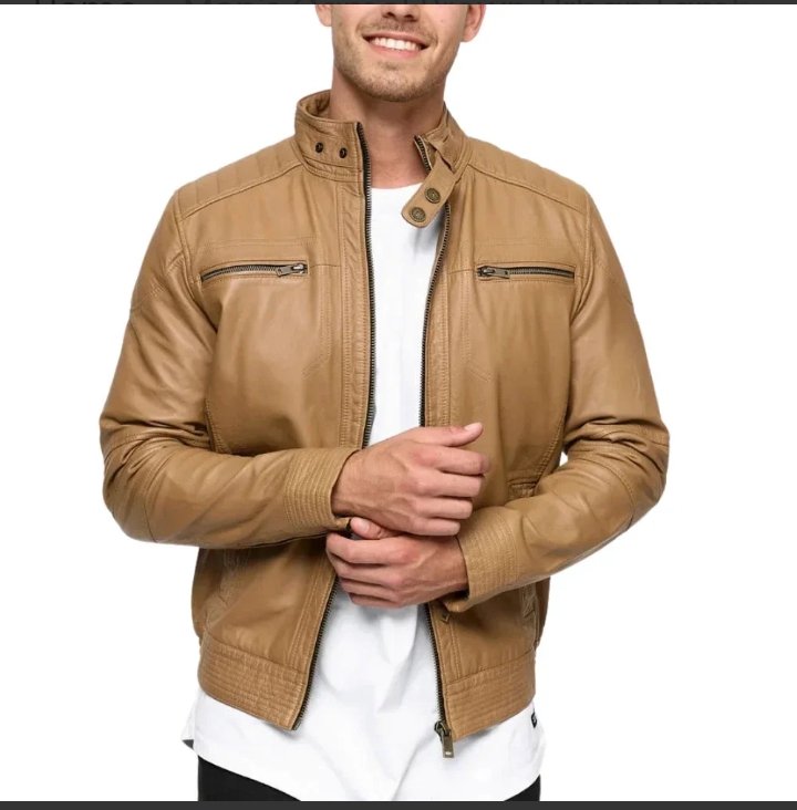 men's camel brown urban lambskin leather jacket