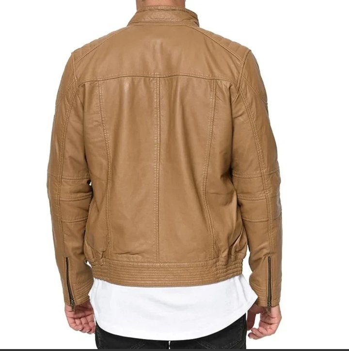 men's camel brown urban lambskin leather jacket