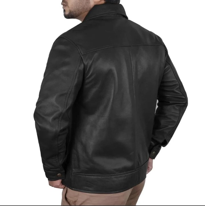mens john black biker leather jacket