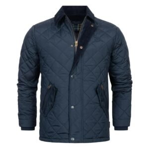 mens navy blue quilted parachute jacket