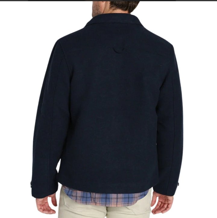 men's navy blue zip up wool blend jacket