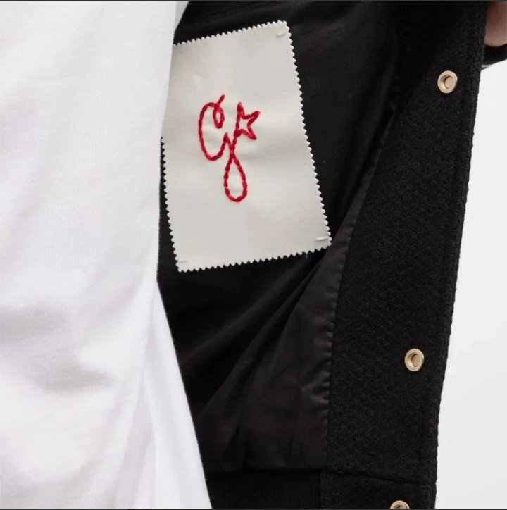 mens black wool college bomber jacket with leather sleeves
