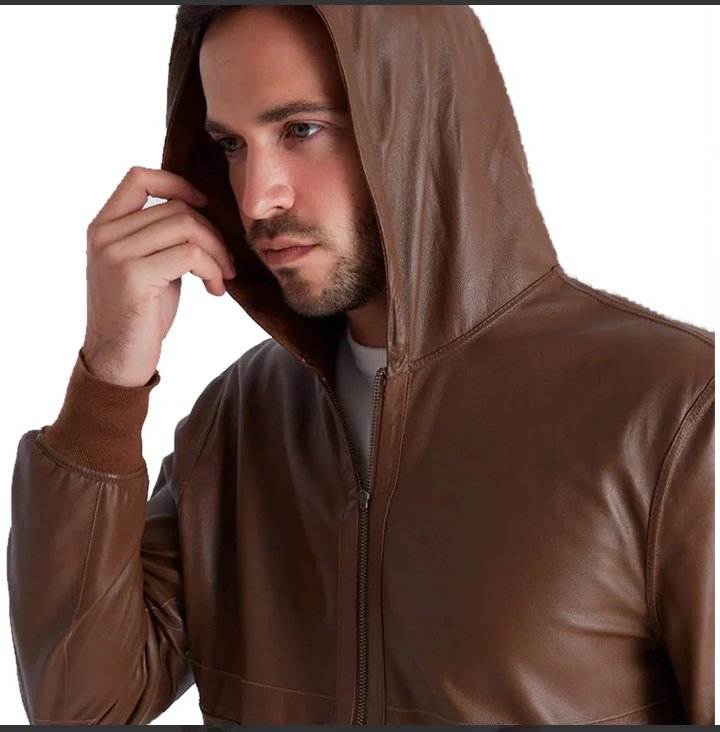 men's real brown reversible suede jacket with hood