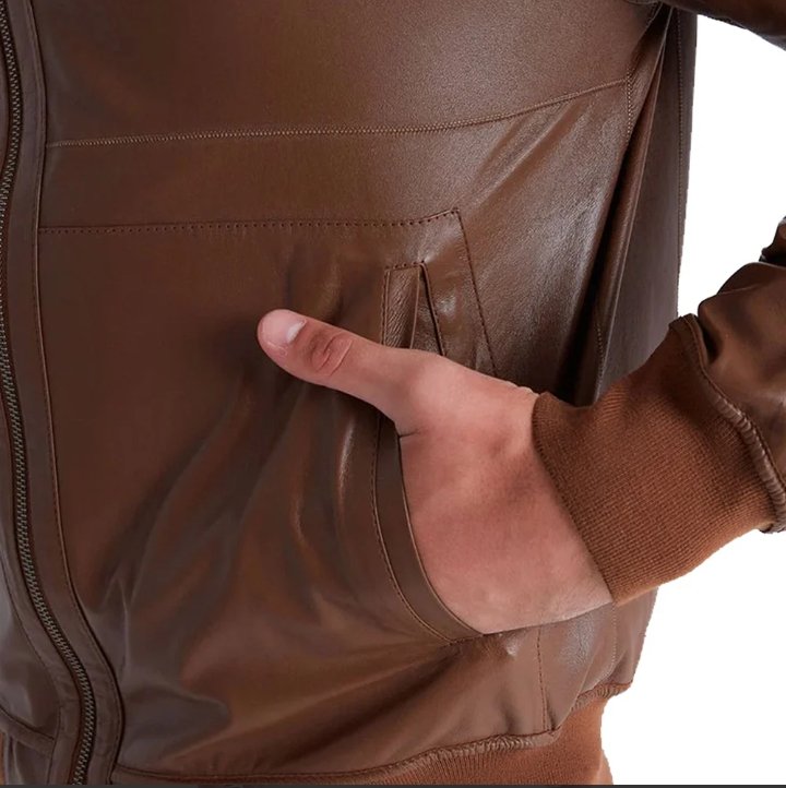men's real brown reversible suede jacket with hood