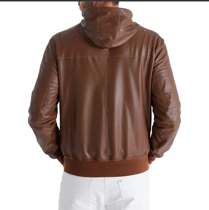 men's real brown reversible suede jacket with hood