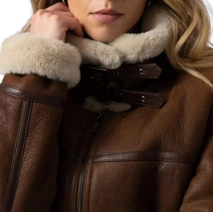 womens b3 shearling brown leather aviator jacket