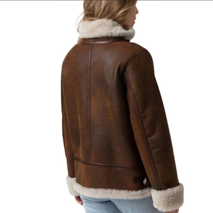 womens b3 shearling brown leather aviator jacket