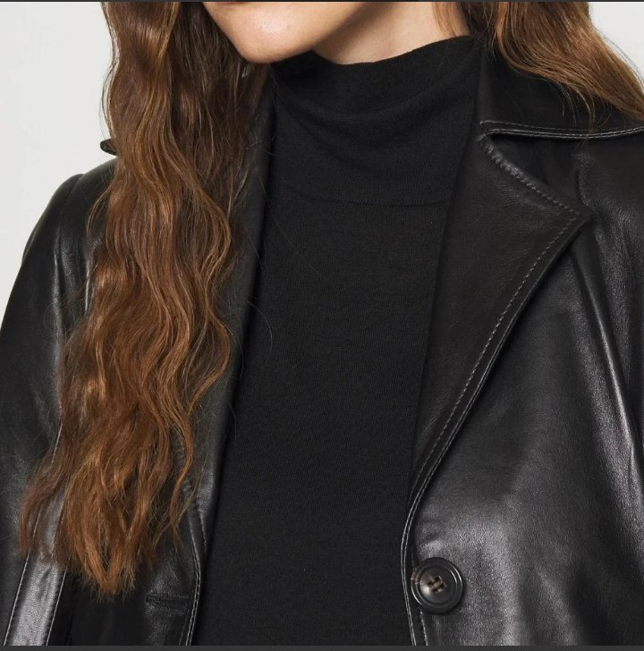 newyork women's black soft lambskin single breasted belted trench coat