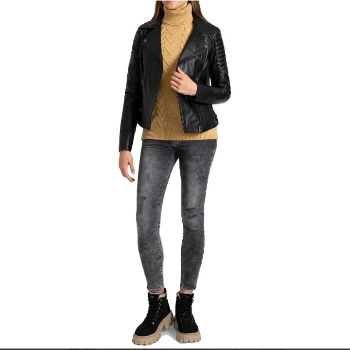 black quilted leather biker jacket women