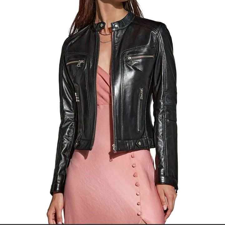 ellen moto real black leather womens jacket