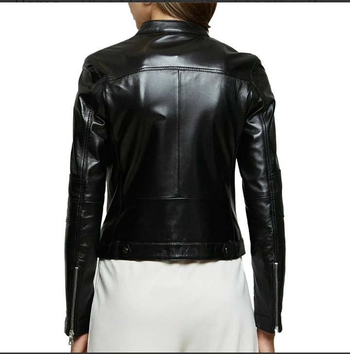 ellen moto real black leather womens jacket