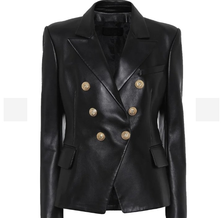 womens kim double breasted black leather blazer