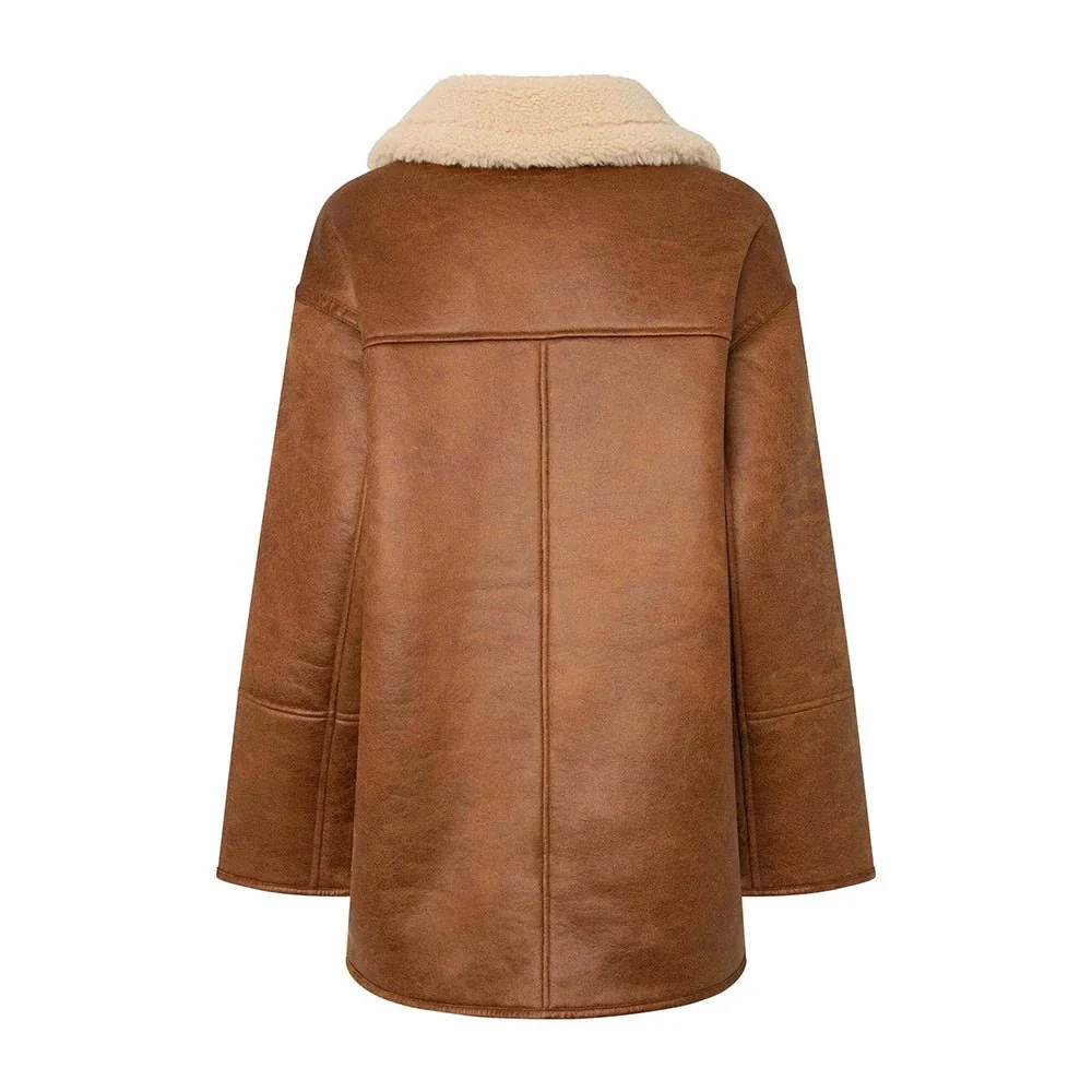 womens white and brown sherpa aviator pilot jacket