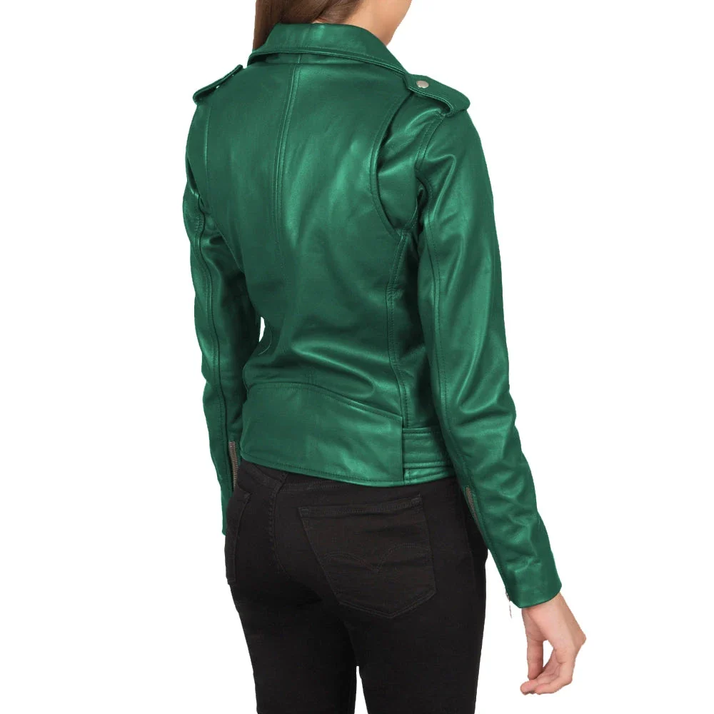 women's real emerald green leather jacket