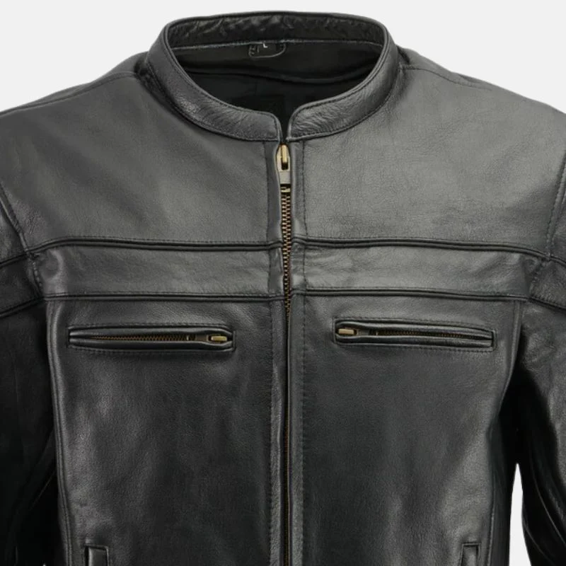 black leather motorcycle jacket men's