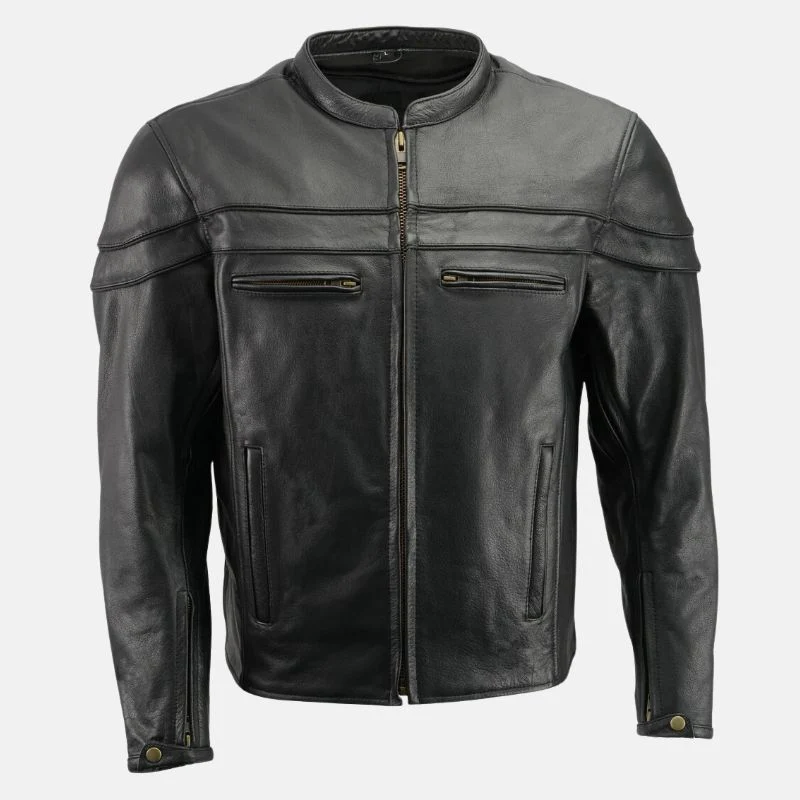 black leather motorcycle jacket men's