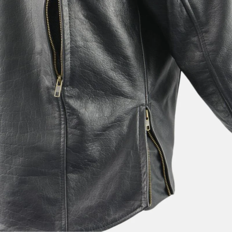 black leather motorcycle jacket men's