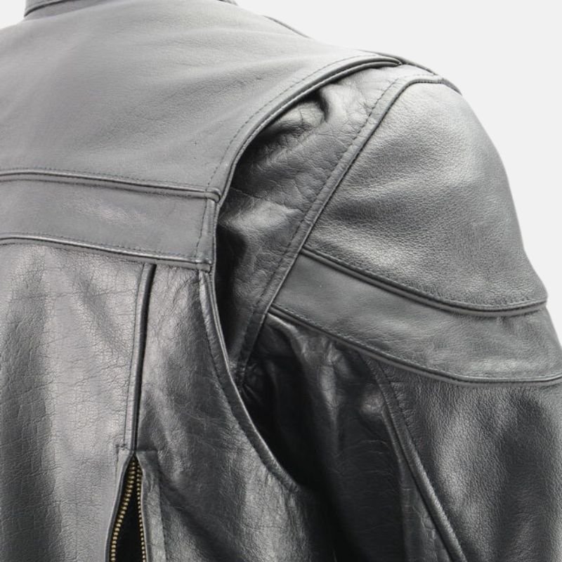 black leather motorcycle jacket men's
