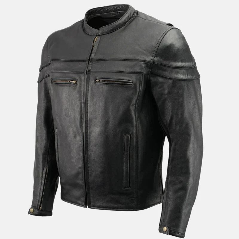 black leather motorcycle jacket men's
