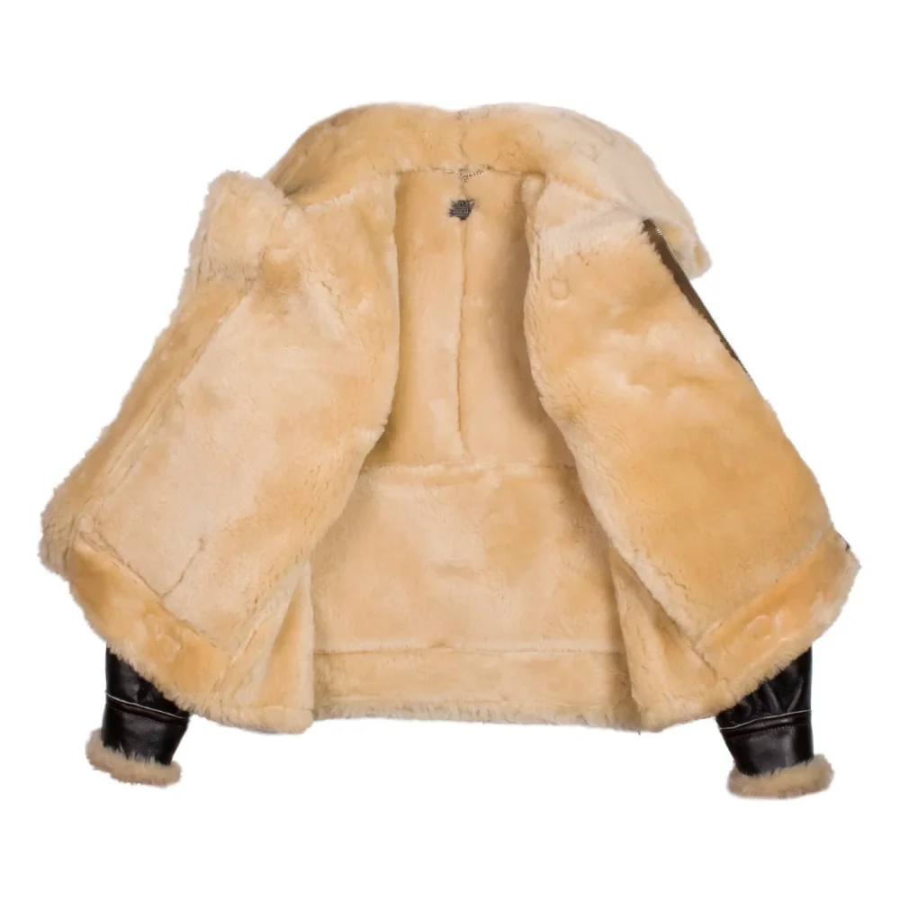 mens usaaf type b 3 bomber aviator pilot sheep leather flight jacket