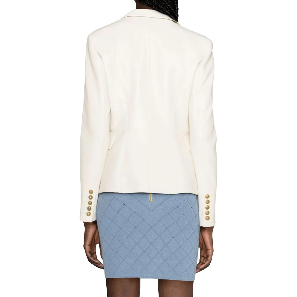 kim gold button womens double breasted leather blazer