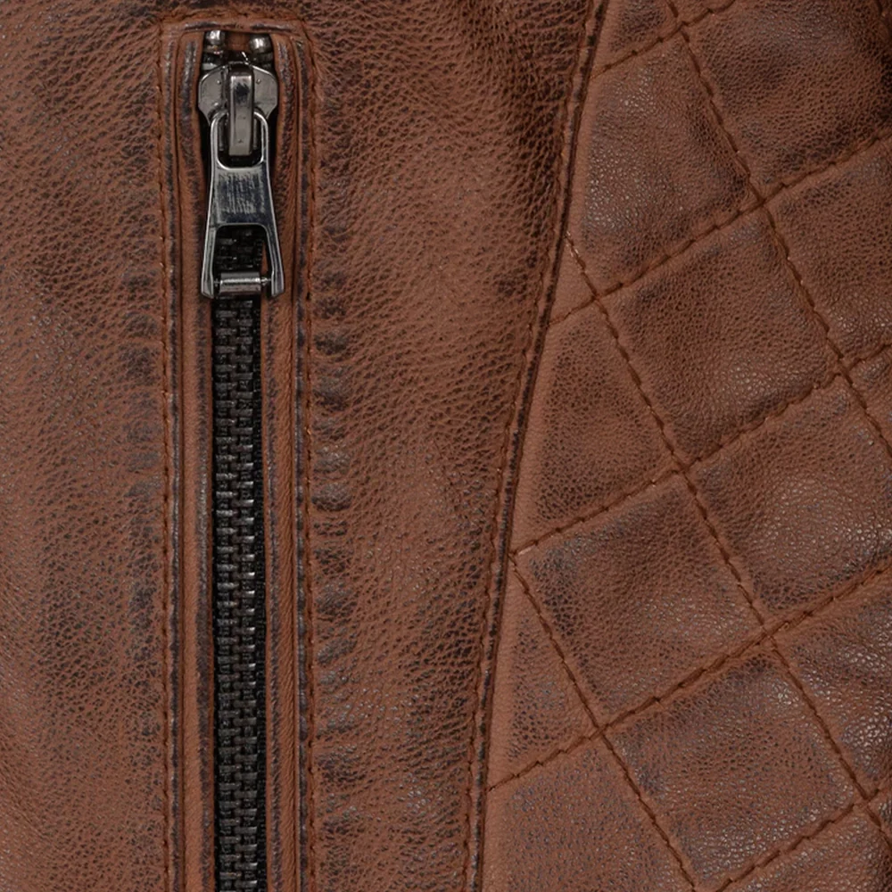 vintage real cognac brown leather jacket womens