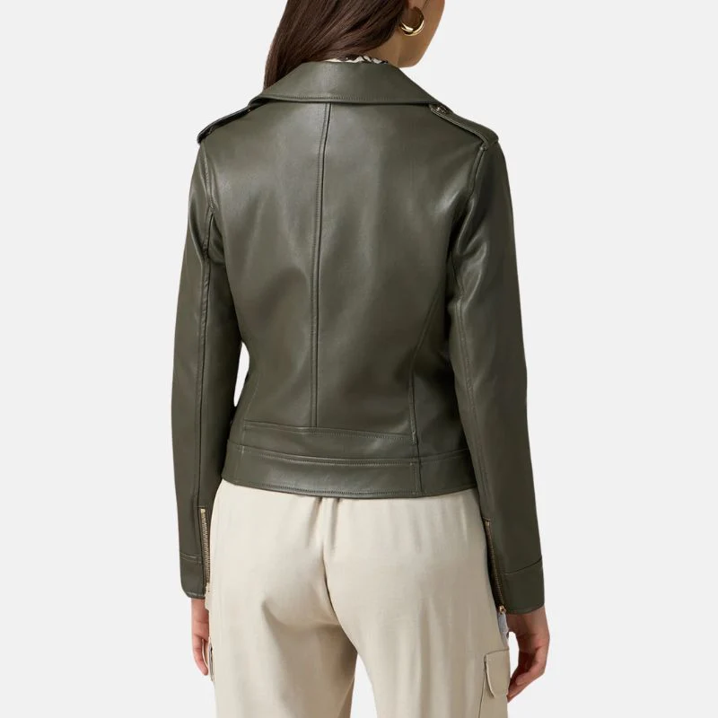 green leather jacket womens