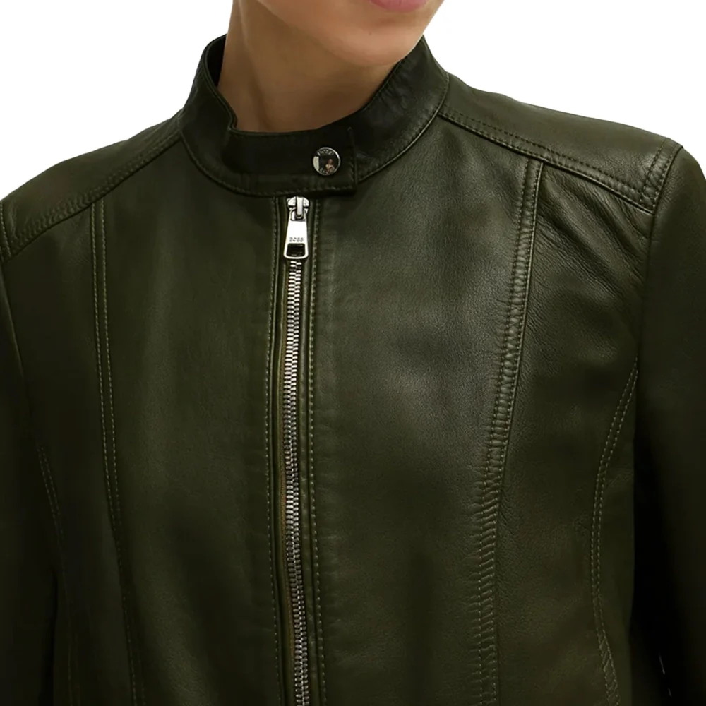 forest green leather jacket womens