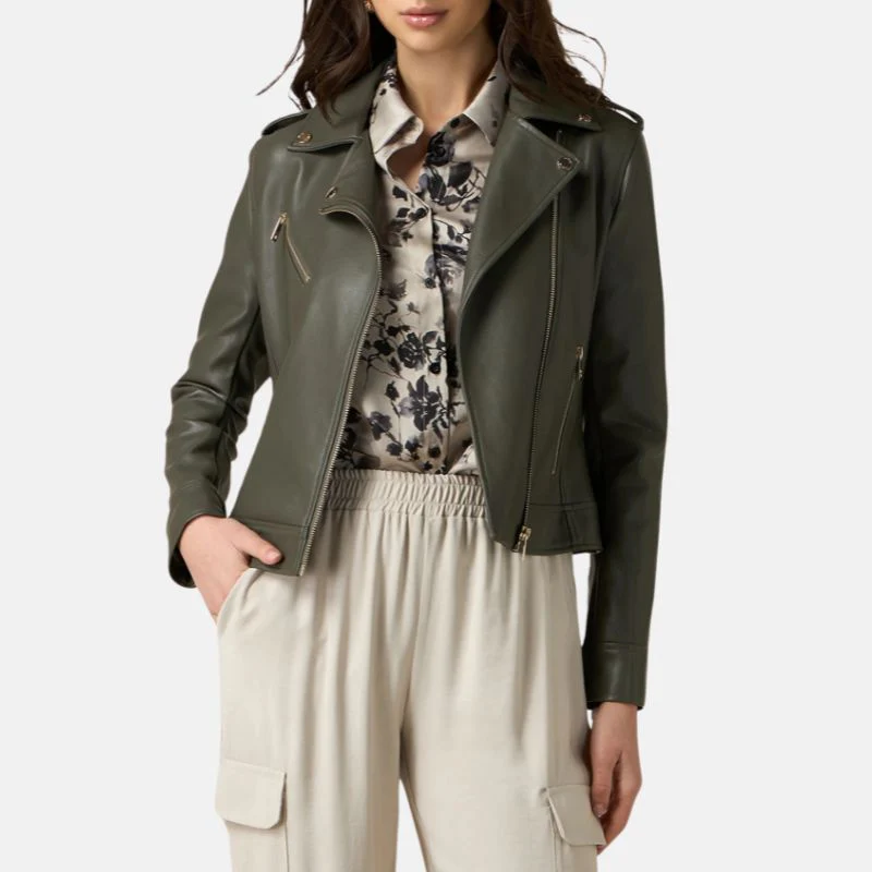 green leather jacket womens