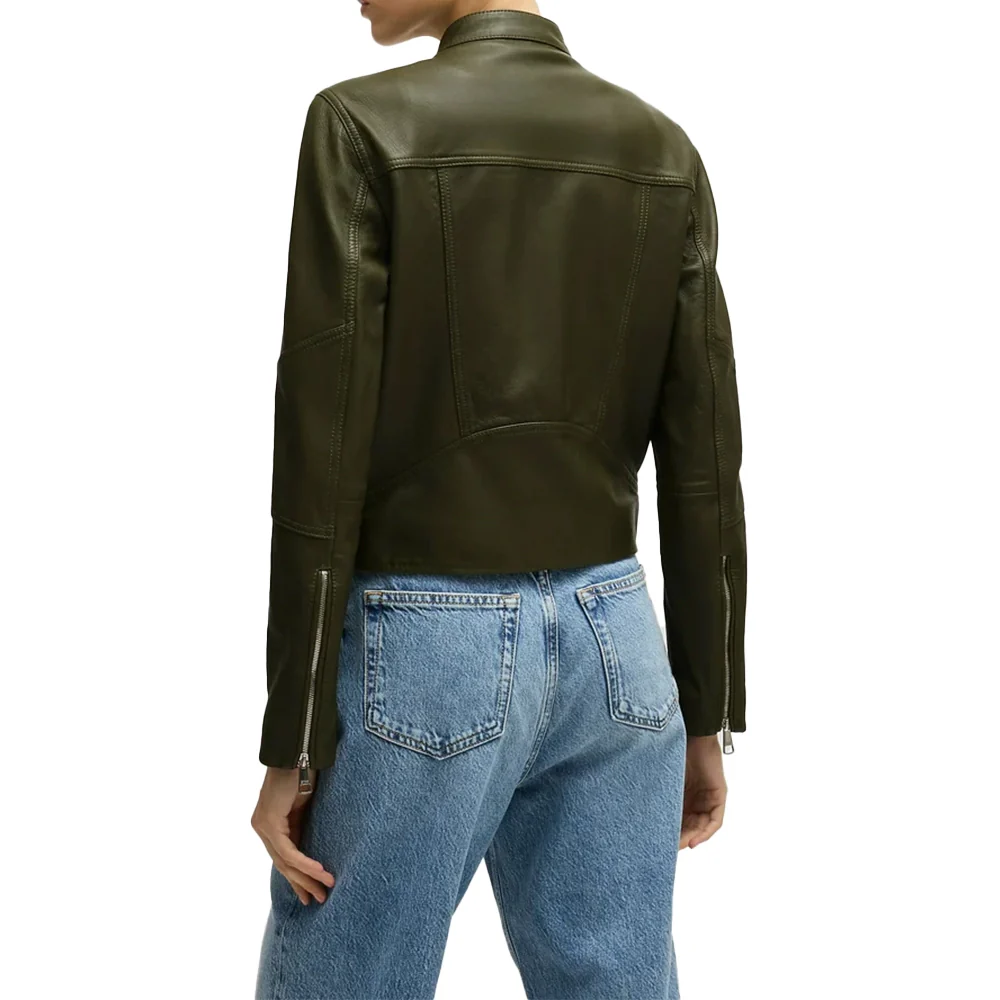 forest green leather jacket womens